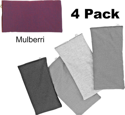 Pack of (4) Unscented Organic Flax Seed Eye Pillows - 4 x 8.5 - Soft & Soothing Cotton - soothing relaxing - purple lilac amethyst