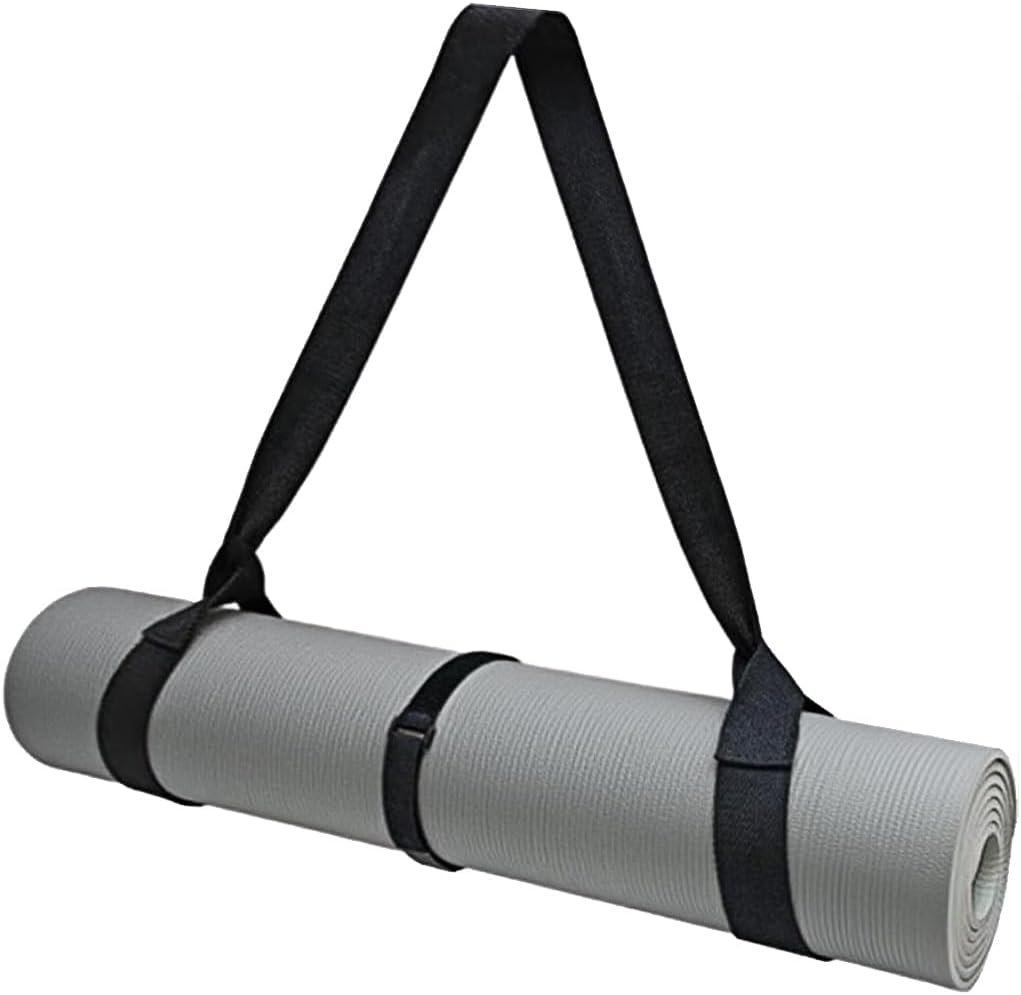 Adjustable Yoga Mat Strap Carrier, Thick Wide Yoga Mat Holder with Hook-and-loop fastener for yoga enthusiast, Travel Gym, Black Non-Slip Yoga Straps for Carrying Mats