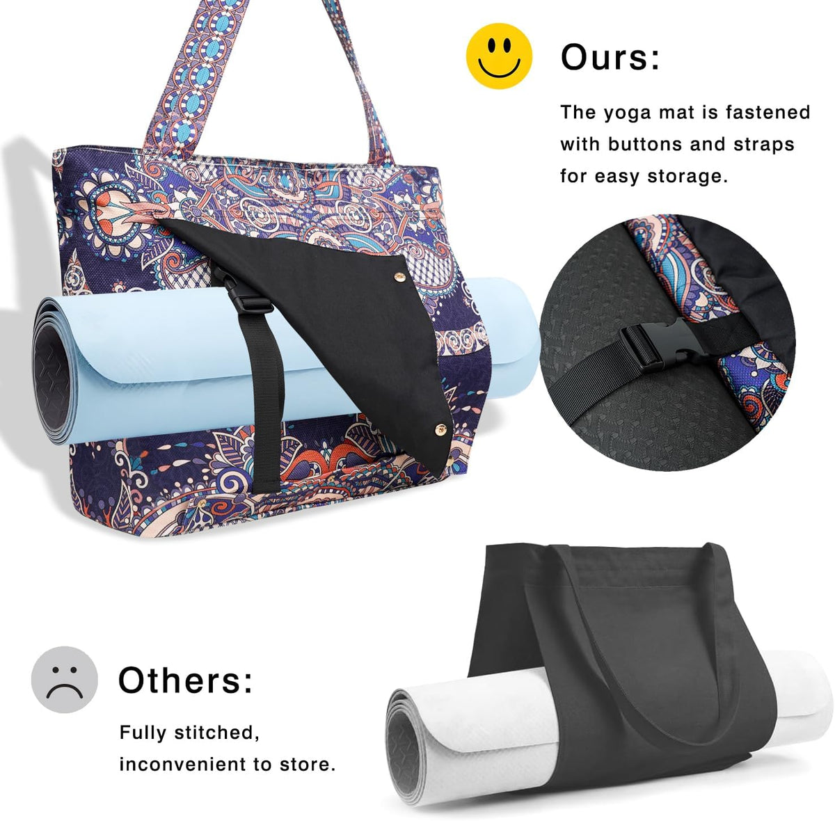 Yoga Mat Bag Yoga Bags and Carriers Fits All Your Stuff Yoga Tote Bag with Zipper Pocket Yoga Mat Carrier Pilates Bag Take in Out Mat Easily