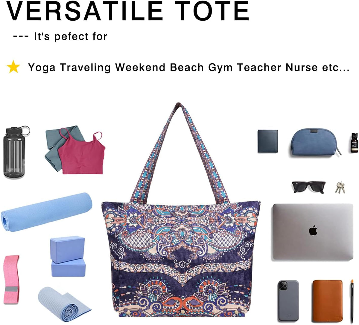 Yoga Mat Bag Yoga Bags and Carriers Fits All Your Stuff Yoga Tote Bag with Zipper Pocket Yoga Mat Carrier Pilates Bag Take in Out Mat Easily