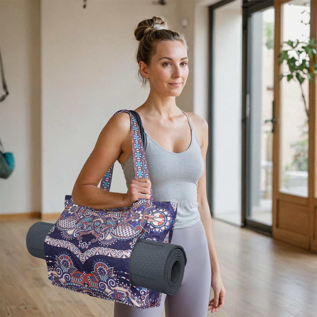 Yoga Mat Bag Yoga Bags and Carriers Fits All Your Stuff Yoga Tote Bag with Zipper Pocket Yoga Mat Carrier Pilates Bag Take in Out Mat Easily