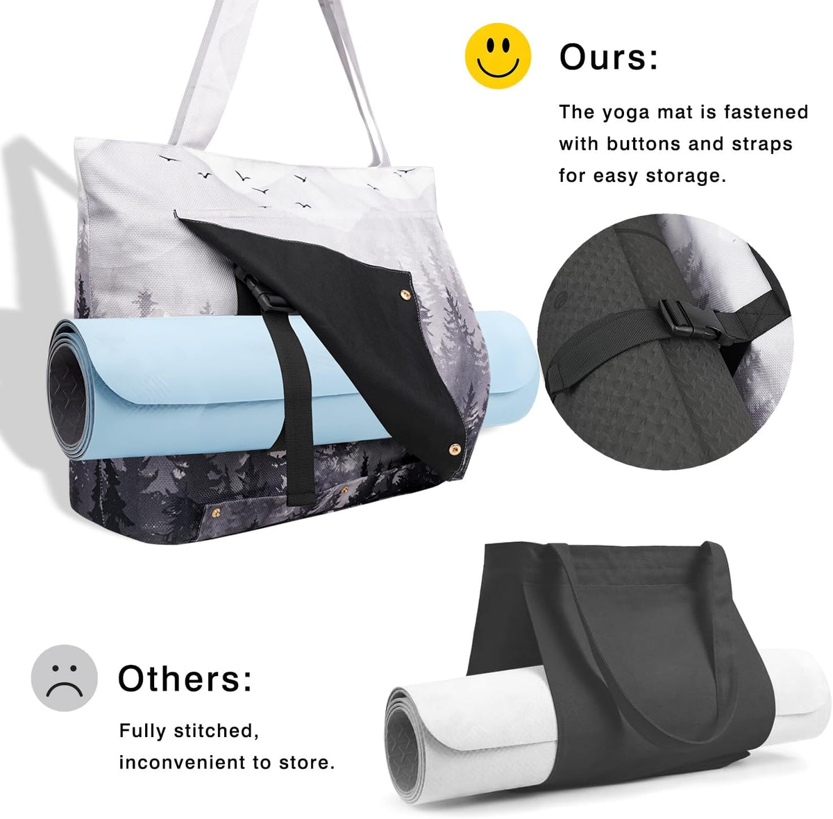 Yoga Mat Bag Yoga Bags and Carriers Fits All Your Stuff Yoga Tote Bag with Zipper Pocket Yoga Mat Carrier Pilates Bag Take in Out Mat Easily