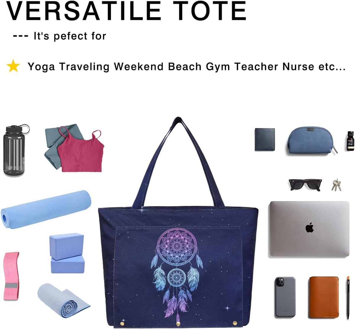 Yoga Mat Bag Yoga Bags and Carriers Fits All Your Stuff Yoga Tote Bag with Zipper Pocket Yoga Mat Carrier Pilates Bag Take in Out Mat Easily