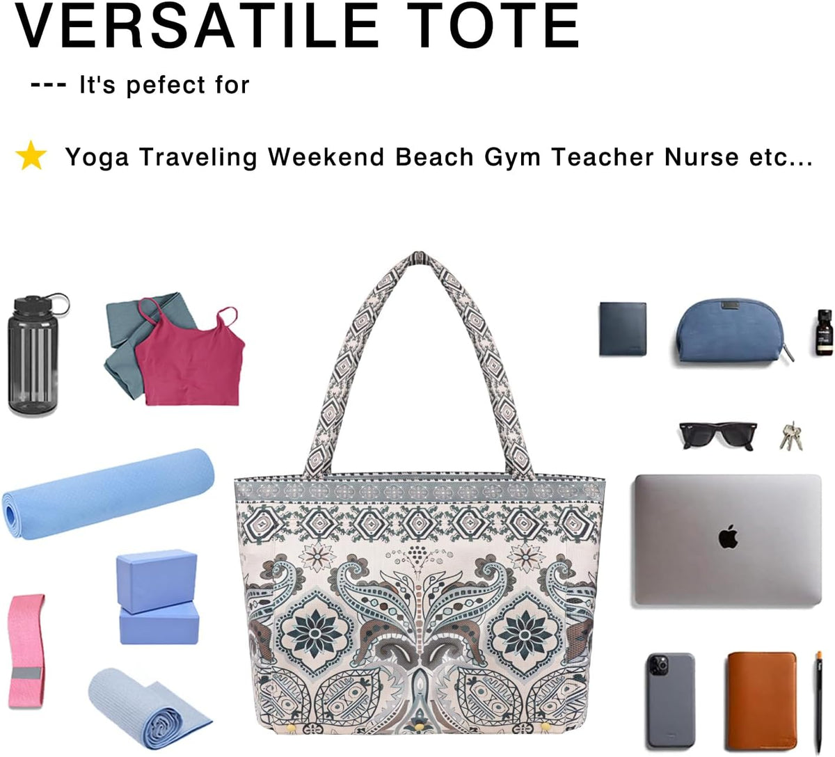 Yoga Mat Bag Yoga Bags and Carriers Fits All Your Stuff Yoga Tote Bag with Zipper Pocket Yoga Mat Carrier Pilates Bag Take in Out Mat Easily