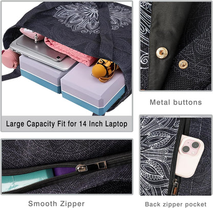 Yoga Mat Bag Yoga Bags and Carriers Fits All Your Stuff Yoga Tote Bag with Zipper Pocket Yoga Mat Carrier Pilates Bag Take in Out Mat Easily