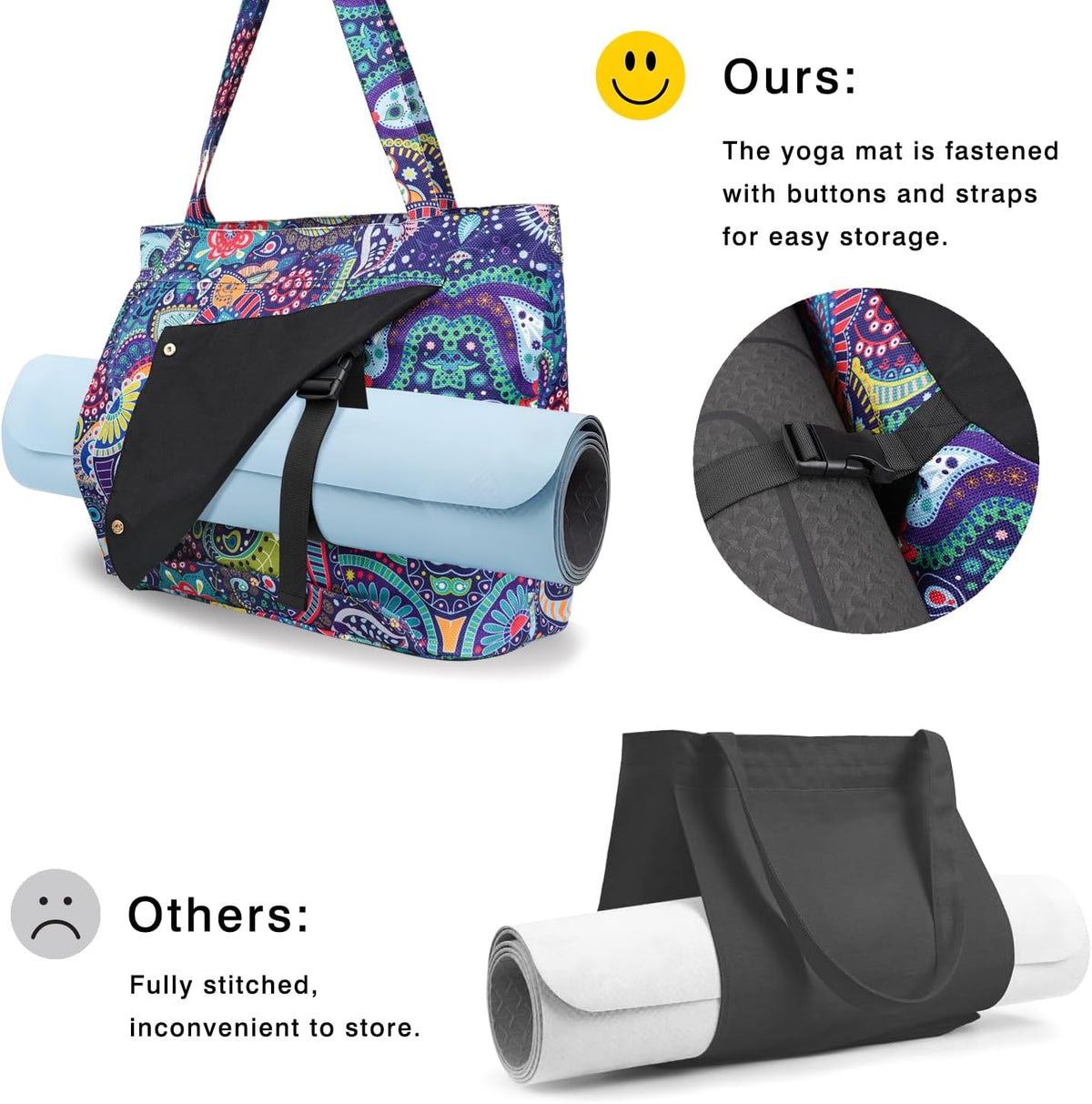 Yoga Mat Bag Yoga Bags and Carriers Fits All Your Stuff Yoga Tote Bag with Zipper Pocket Yoga Mat Carrier Pilates Bag Take in Out Mat Easily
