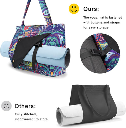 Yoga Mat Bag Yoga Bags and Carriers Fits All Your Stuff Yoga Tote Bag with Zipper Pocket Yoga Mat Carrier Pilates Bag Take in Out Mat Easily
