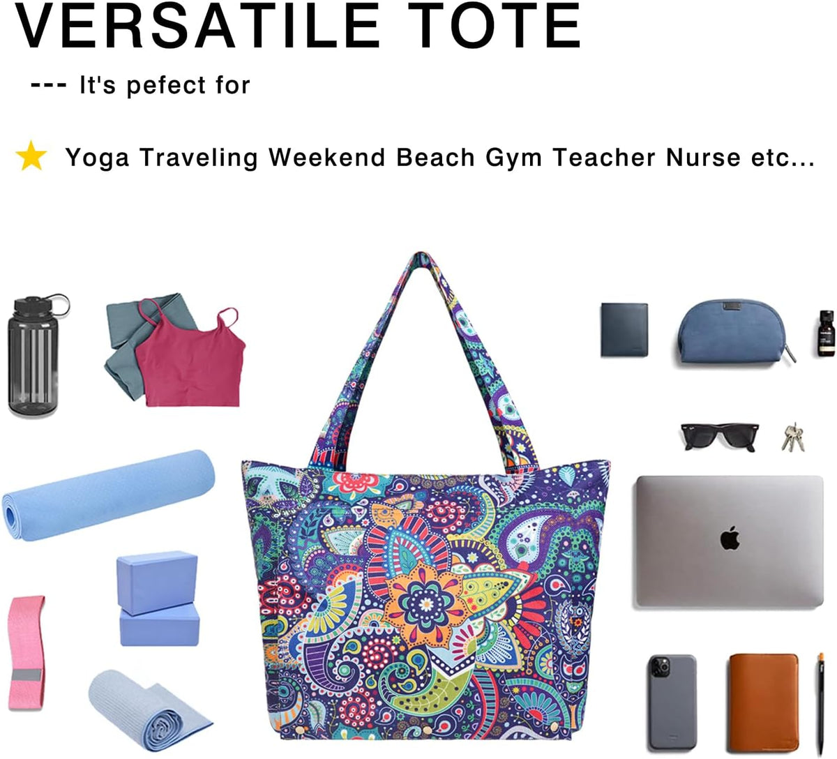 Yoga Mat Bag Yoga Bags and Carriers Fits All Your Stuff Yoga Tote Bag with Zipper Pocket Yoga Mat Carrier Pilates Bag Take in Out Mat Easily