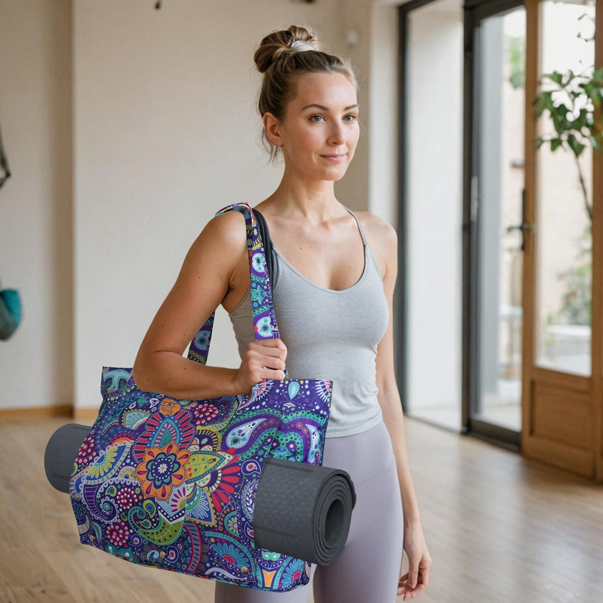 Yoga Mat Bag Yoga Bags and Carriers Fits All Your Stuff Yoga Tote Bag with Zipper Pocket Yoga Mat Carrier Pilates Bag Take in Out Mat Easily