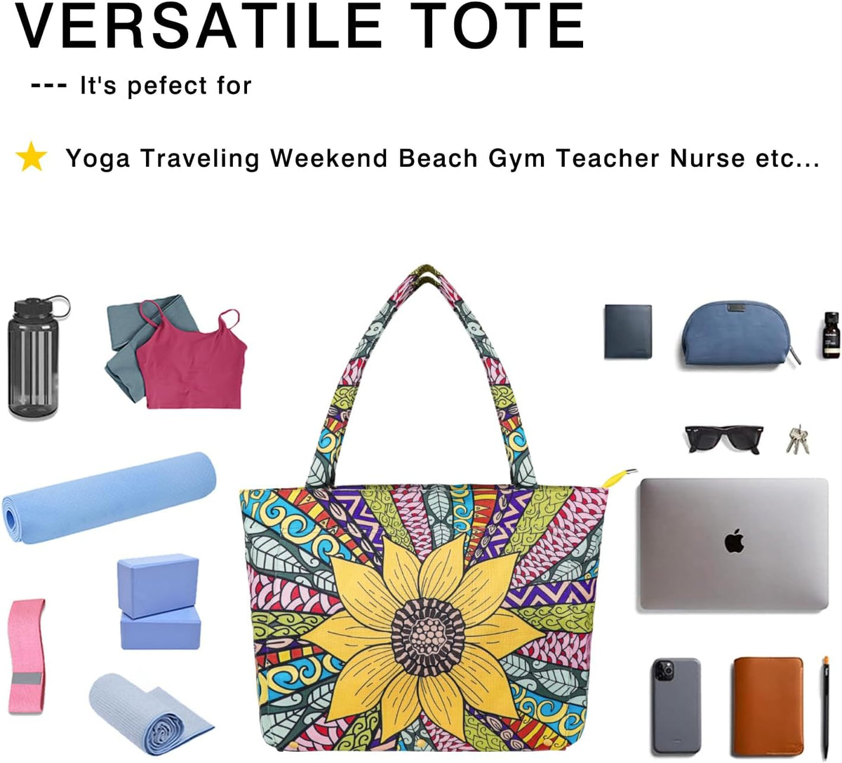 Yoga Mat Bag Yoga Bags and Carriers Fits All Your Stuff Yoga Tote Bag with Zipper Pocket Yoga Mat Carrier Pilates Bag Take in Out Mat Easily