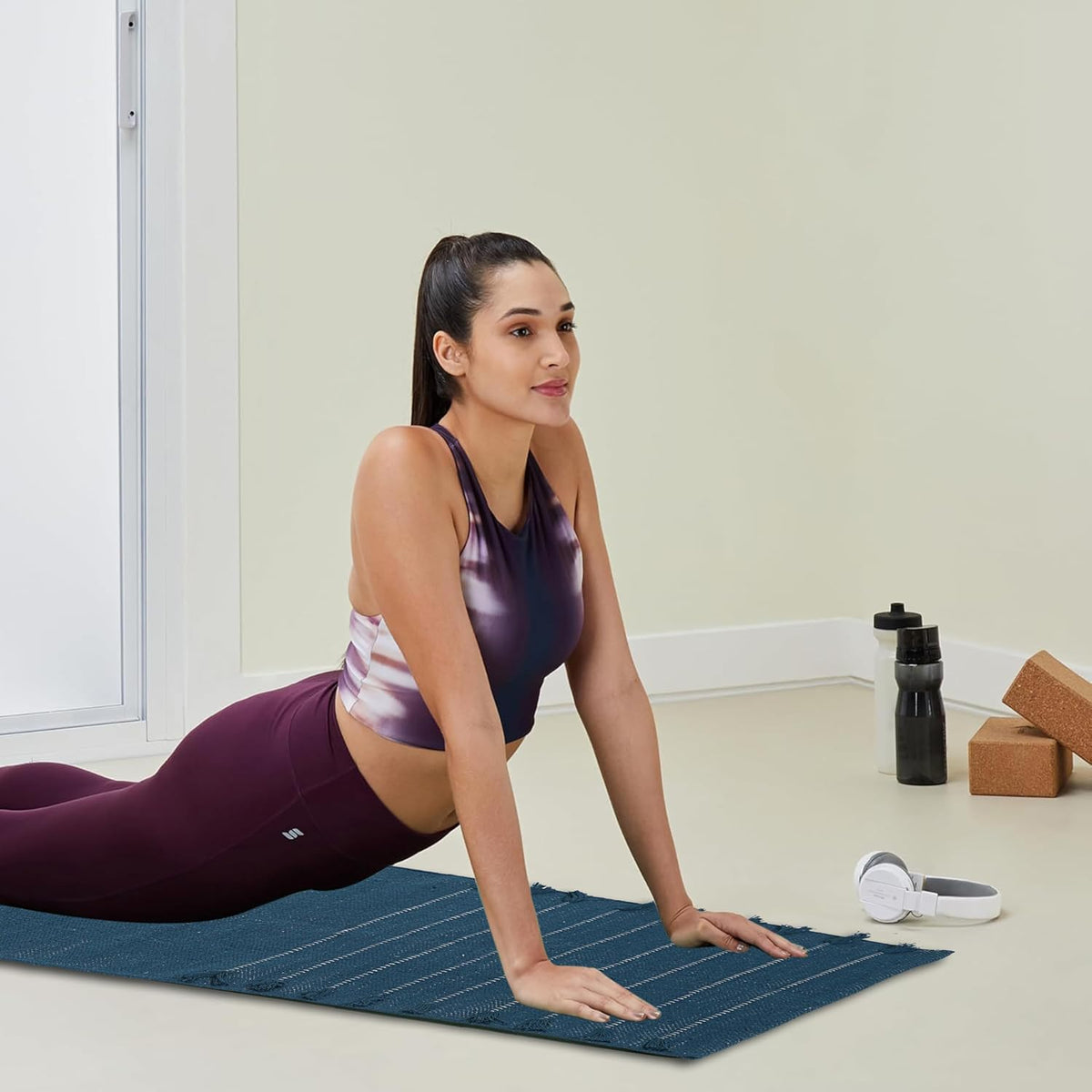 Indian Handmade 100% Organic Cotton Yoga Mat, Hand Woven Rug, Yoga Mat For Everyday Fitness at Home Comfortable Foldable Long Mat