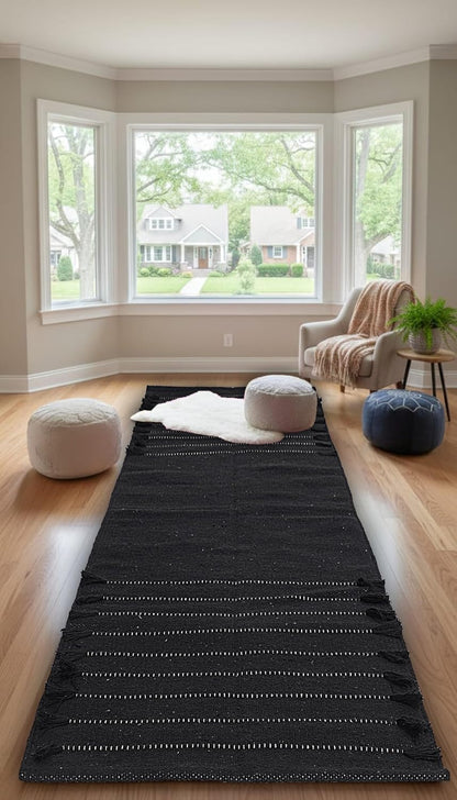 Indian Handmade 100% Organic Cotton Yoga Mat, Hand Woven Rug, Yoga Mat For Everyday Fitness at Home Comfortable Foldable Long Mat