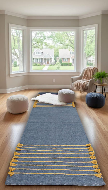 Indian Handmade 100% Organic Cotton Yoga Mat, Hand Woven Rug, Yoga Mat For Everyday Fitness at Home Comfortable Foldable Long Mat