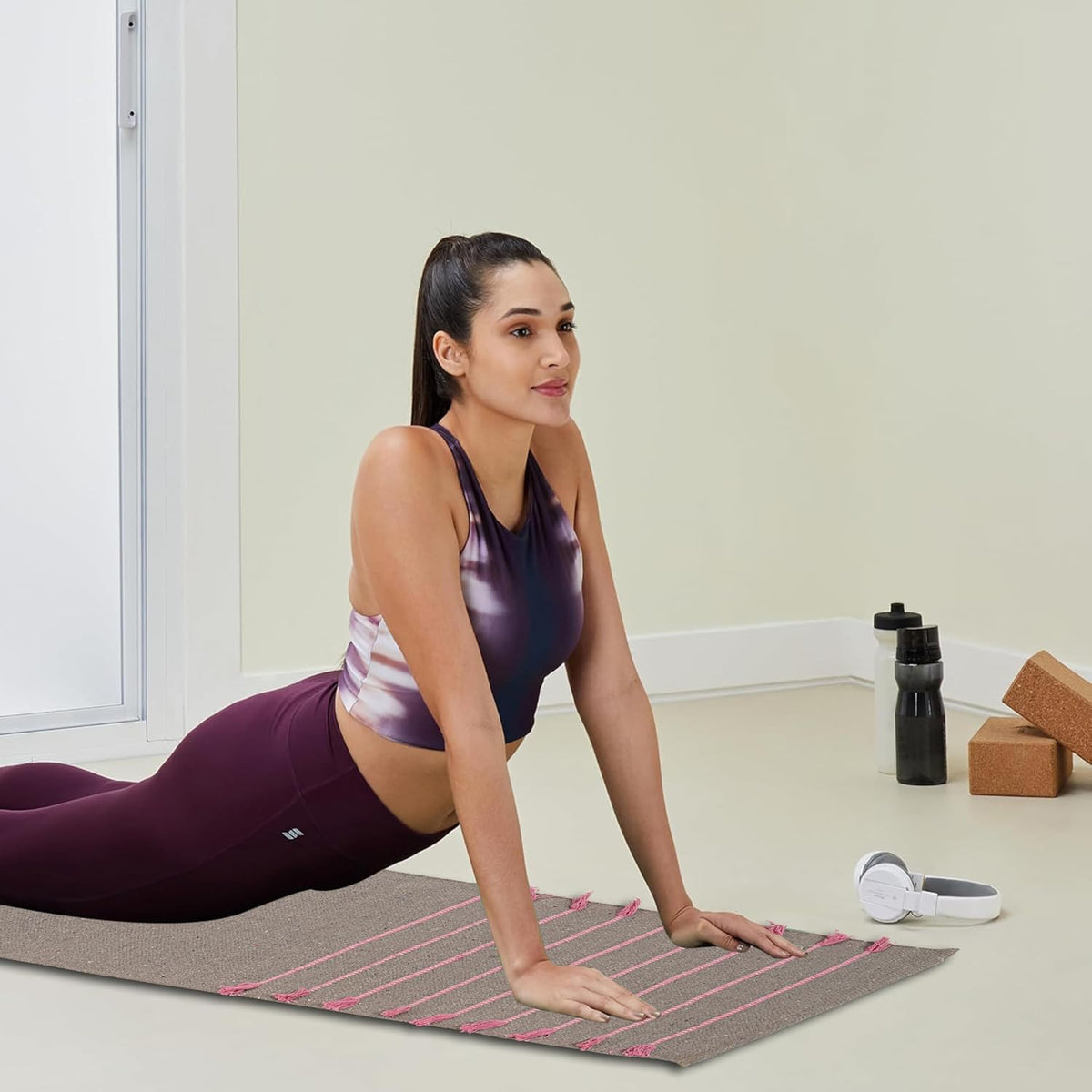 Indian Handmade 100% Organic Cotton Yoga Mat, Hand Woven Rug, Yoga Mat For Everyday Fitness at Home Comfortable Foldable Long Mat