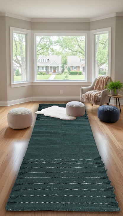 Indian Handmade 100% Organic Cotton Yoga Mat, Hand Woven Rug, Yoga Mat For Everyday Fitness at Home Comfortable Foldable Long Mat