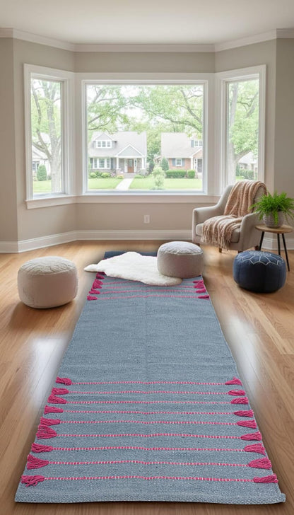 Indian Handmade 100% Organic Cotton Yoga Mat, Hand Woven Rug, Yoga Mat For Everyday Fitness at Home Comfortable Foldable Long Mat