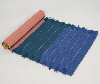 Indian Handmade 100% Organic Cotton Yoga Mat, Hand Woven Rug, Yoga Mat For Everyday Fitness at Home Comfortable Foldable Long Mat