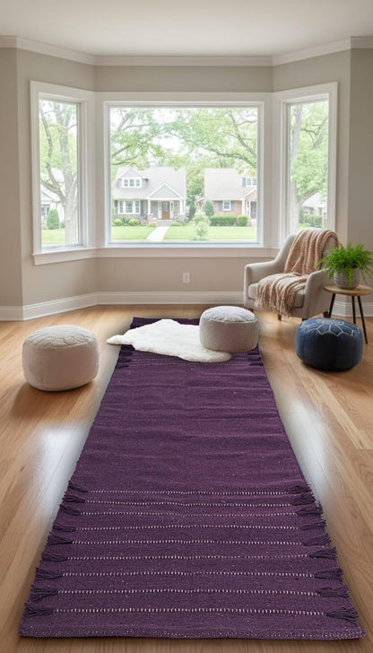 Indian Handmade 100% Organic Cotton Yoga Mat, Hand Woven Rug, Yoga Mat For Everyday Fitness at Home Comfortable Foldable Long Mat