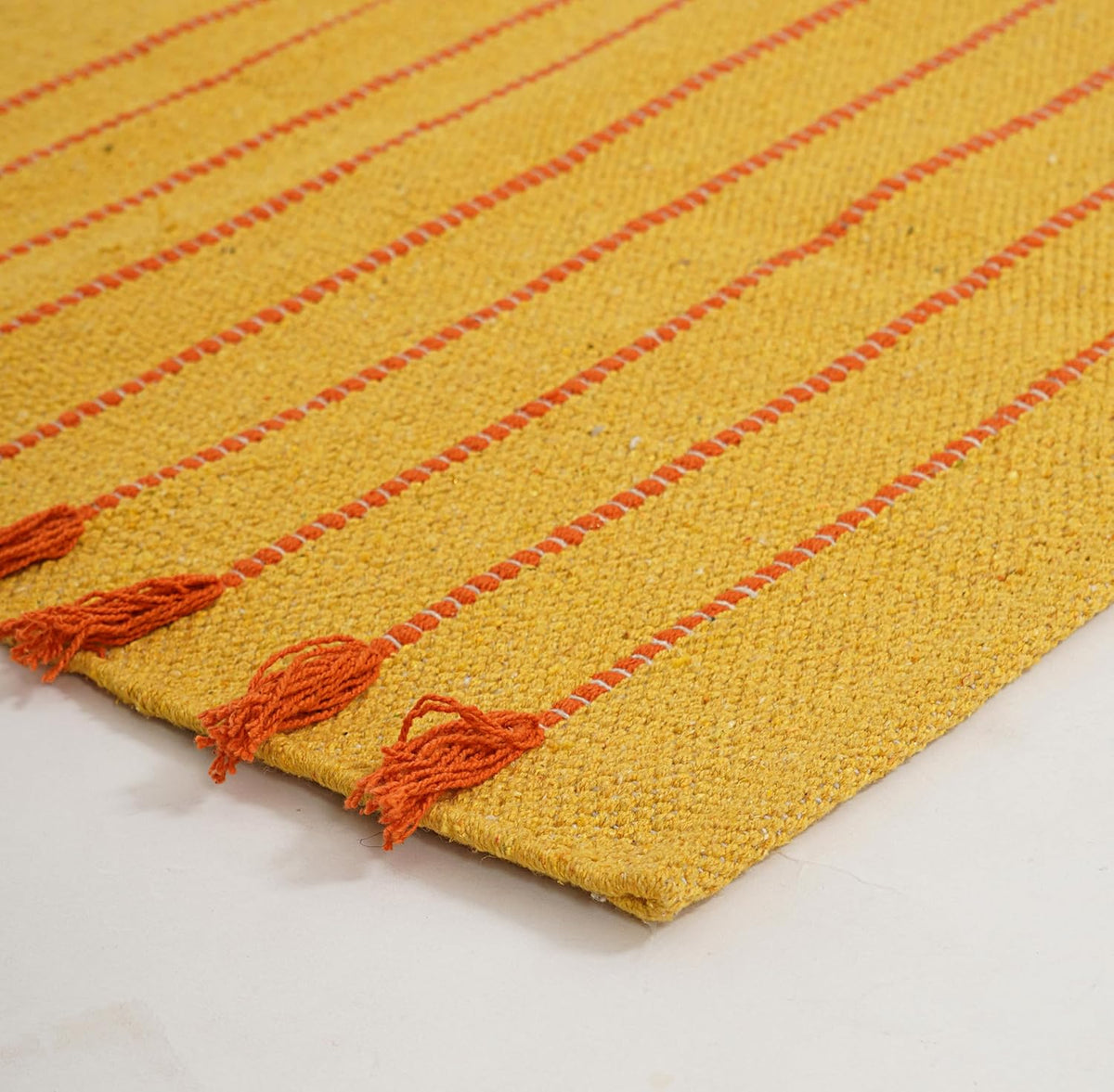 Indian Handmade 100% Organic Cotton Yoga Mat, Hand Woven Rug, Yoga Mat For Everyday Fitness at Home Comfortable Foldable Long Mat