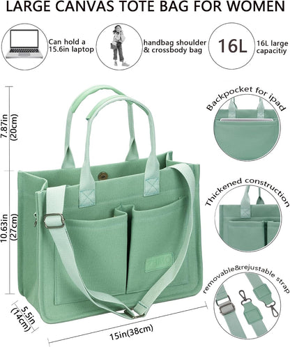ZHMO Canvas Tote Bag for Women,Women's Bags Crossbody Bags Work Laptop Tote Bag Large Handbags Purse for Travel Nurse Teacher