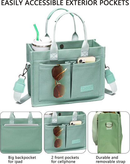 ZHMO Canvas Tote Bag for Women,Women's Bags Crossbody Bags Work Laptop Tote Bag Large Handbags Purse for Travel Nurse Teacher