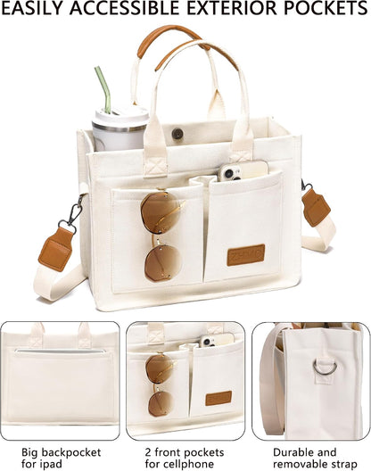 ZHMO Canvas Tote Bag for Women,Women's Bags Crossbody Bags Work Laptop Tote Bag Large Handbags Purse for Travel Nurse Teacher
