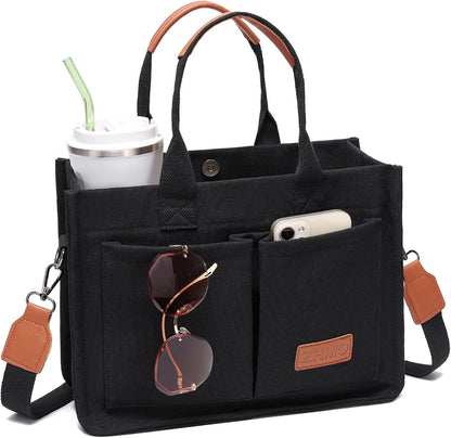 ZHMO Canvas Tote Bag for Women,Women's Bags Crossbody Bags Work Laptop Tote Bag Large Handbags Purse for Travel Nurse Teacher