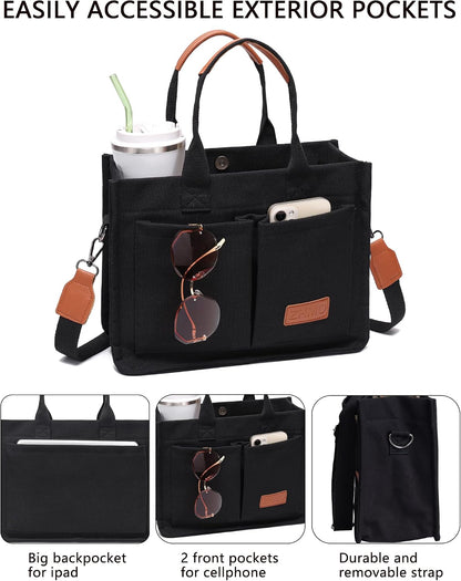 ZHMO Canvas Tote Bag for Women,Women's Bags Crossbody Bags Work Laptop Tote Bag Large Handbags Purse for Travel Nurse Teacher