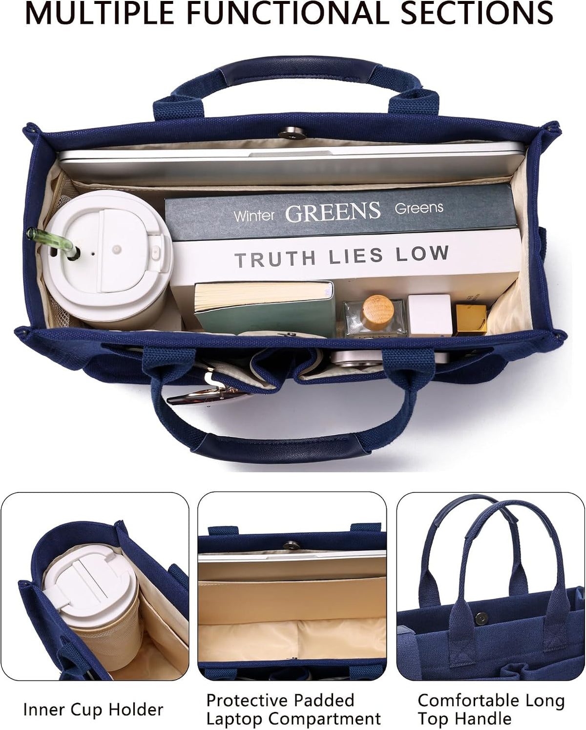 ZHMO Canvas Tote Bag for Women,Women's Bags Crossbody Bags Work Laptop Tote Bag Large Handbags Purse for Travel Nurse Teacher