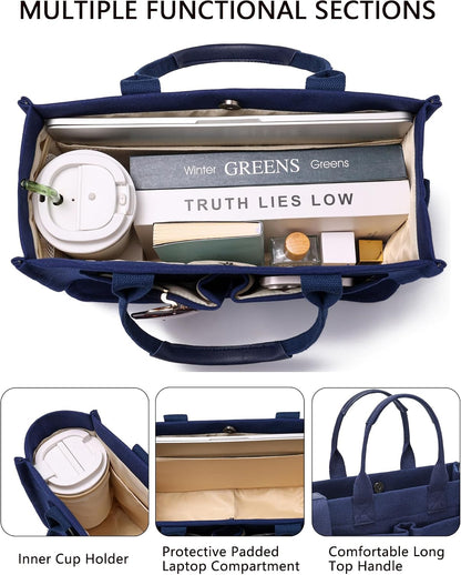 ZHMO Canvas Tote Bag for Women,Women's Bags Crossbody Bags Work Laptop Tote Bag Large Handbags Purse for Travel Nurse Teacher