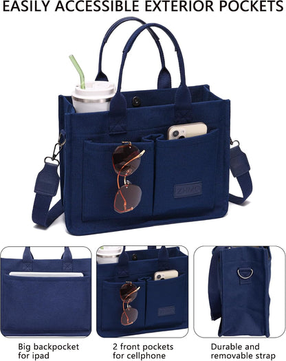 ZHMO Canvas Tote Bag for Women,Women's Bags Crossbody Bags Work Laptop Tote Bag Large Handbags Purse for Travel Nurse Teacher