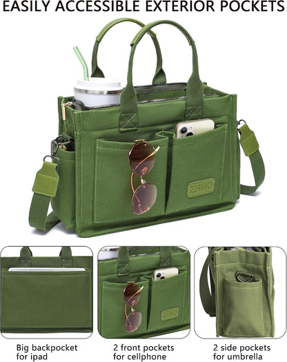 ZHMO Canvas Tote Bag for Women,Women's Bags Crossbody Bags Work Laptop Tote Bag Large Handbags Purse for Travel Nurse Teacher