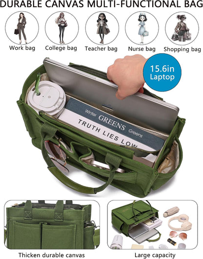 ZHMO Canvas Tote Bag for Women,Women's Bags Crossbody Bags Work Laptop Tote Bag Large Handbags Purse for Travel Nurse Teacher