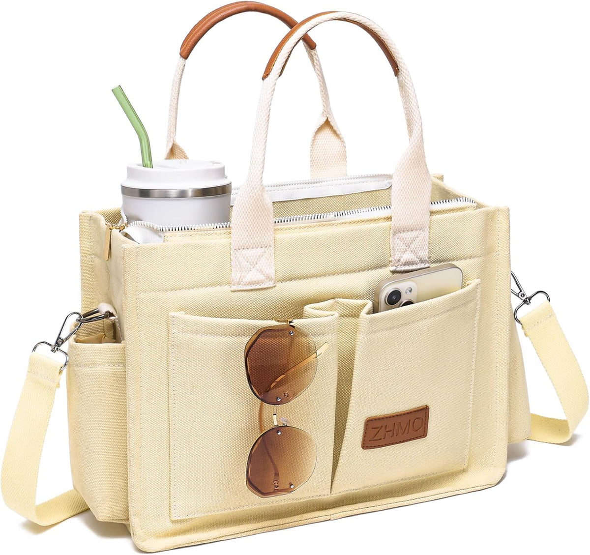 ZHMO Canvas Tote Bag for Women,Women's Bags Crossbody Bags Work Laptop Tote Bag Large Handbags Purse for Travel Nurse Teacher