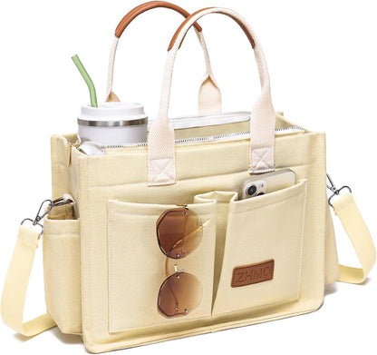 ZHMO Canvas Tote Bag for Women,Women's Bags Crossbody Bags Work Laptop Tote Bag Large Handbags Purse for Travel Nurse Teacher