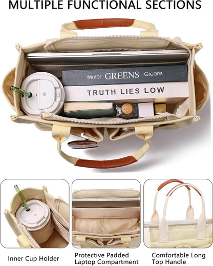 ZHMO Canvas Tote Bag for Women,Women's Bags Crossbody Bags Work Laptop Tote Bag Large Handbags Purse for Travel Nurse Teacher