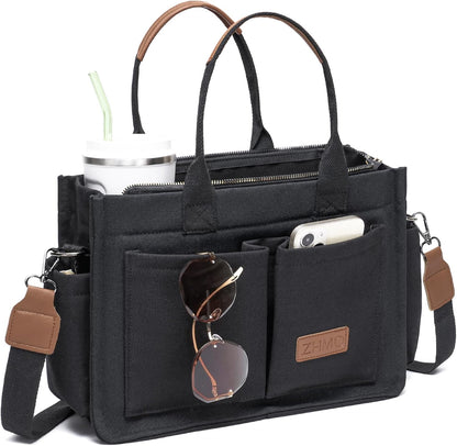 ZHMO Canvas Tote Bag for Women,Women's Bags Crossbody Bags Work Laptop Tote Bag Large Handbags Purse for Travel Nurse Teacher