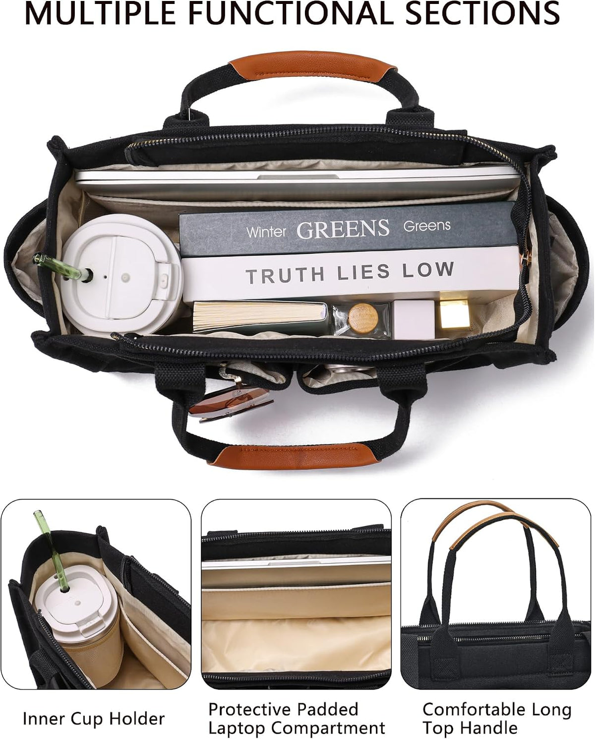 ZHMO Canvas Tote Bag for Women,Women's Bags Crossbody Bags Work Laptop Tote Bag Large Handbags Purse for Travel Nurse Teacher