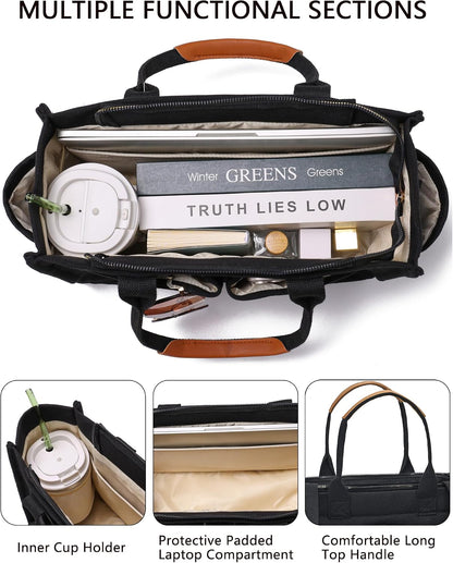 ZHMO Canvas Tote Bag for Women,Women's Bags Crossbody Bags Work Laptop Tote Bag Large Handbags Purse for Travel Nurse Teacher