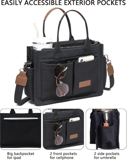 ZHMO Canvas Tote Bag for Women,Women's Bags Crossbody Bags Work Laptop Tote Bag Large Handbags Purse for Travel Nurse Teacher