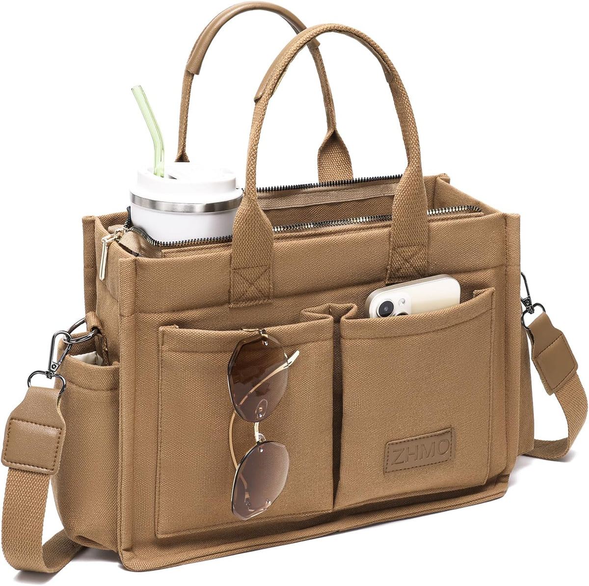 ZHMO Canvas Tote Bag for Women,Women's Bags Crossbody Bags Work Laptop Tote Bag Large Handbags Purse for Travel Nurse Teacher