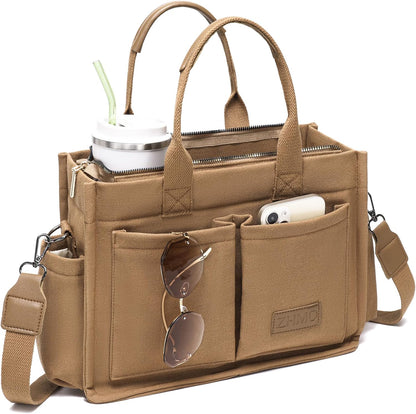 ZHMO Canvas Tote Bag for Women,Women's Bags Crossbody Bags Work Laptop Tote Bag Large Handbags Purse for Travel Nurse Teacher