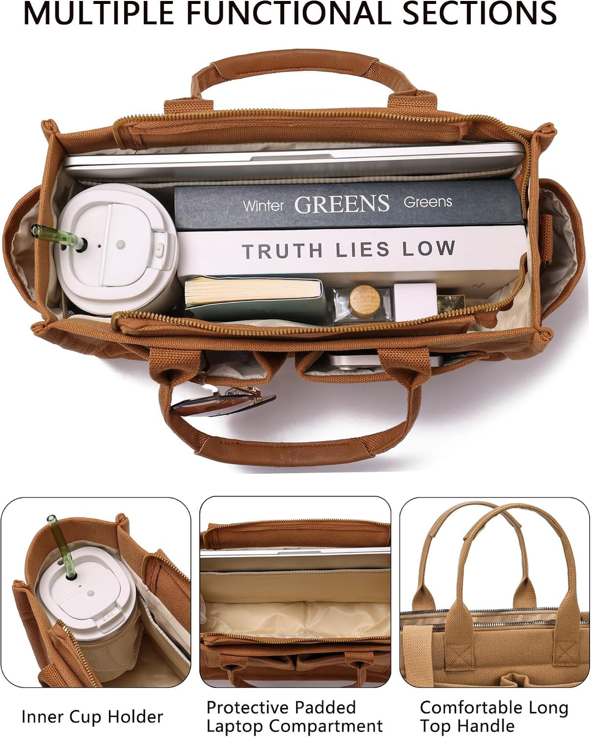 ZHMO Canvas Tote Bag for Women,Women's Bags Crossbody Bags Work Laptop Tote Bag Large Handbags Purse for Travel Nurse Teacher