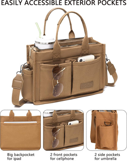 ZHMO Canvas Tote Bag for Women,Women's Bags Crossbody Bags Work Laptop Tote Bag Large Handbags Purse for Travel Nurse Teacher