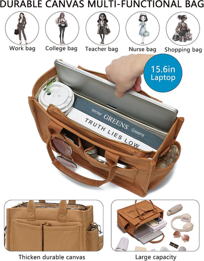 ZHMO Canvas Tote Bag for Women,Women's Bags Crossbody Bags Work Laptop Tote Bag Large Handbags Purse for Travel Nurse Teacher