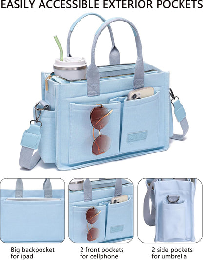 ZHMO Canvas Tote Bag for Women,Women's Bags Crossbody Bags Work Laptop Tote Bag Large Handbags Purse for Travel Nurse Teacher
