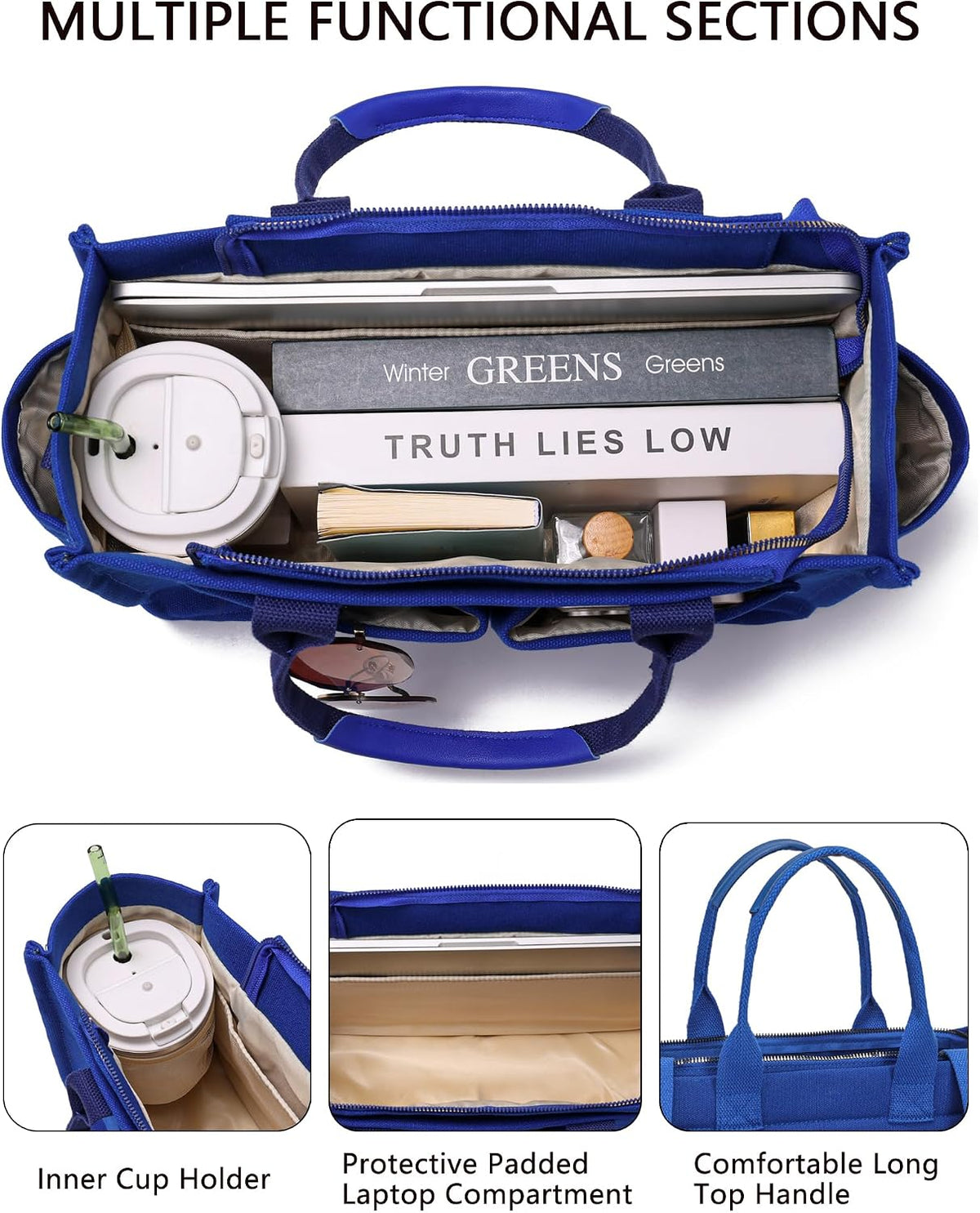 ZHMO Canvas Tote Bag for Women,Women's Bags Crossbody Bags Work Laptop Tote Bag Large Handbags Purse for Travel Nurse Teacher