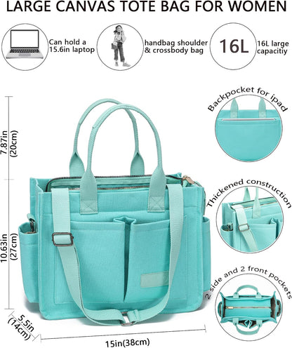 ZHMO Canvas Tote Bag for Women,Women's Bags Crossbody Bags Work Laptop Tote Bag Large Handbags Purse for Travel Nurse Teacher