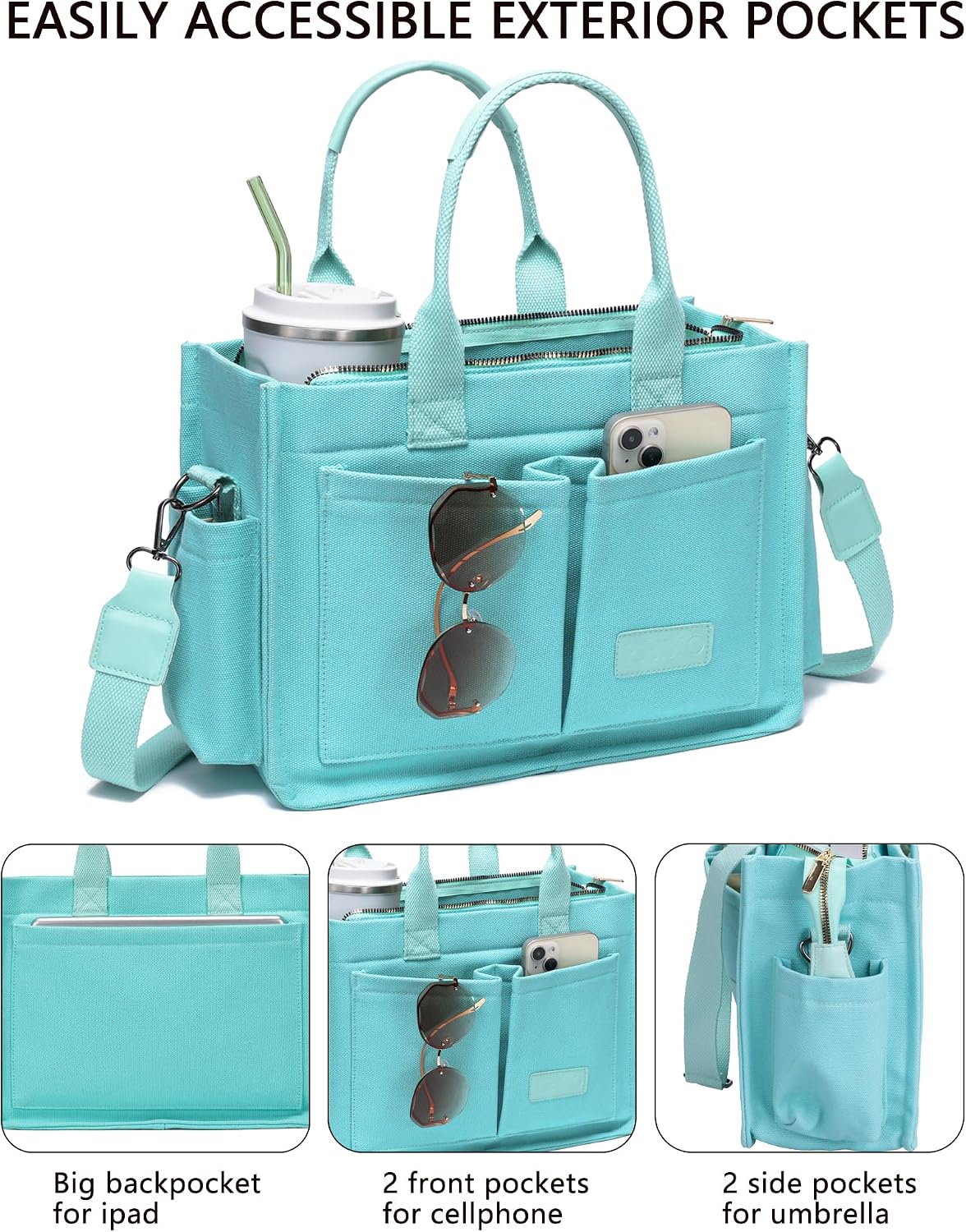ZHMO Canvas Tote Bag for Women,Women's Bags Crossbody Bags Work Laptop Tote Bag Large Handbags Purse for Travel Nurse Teacher