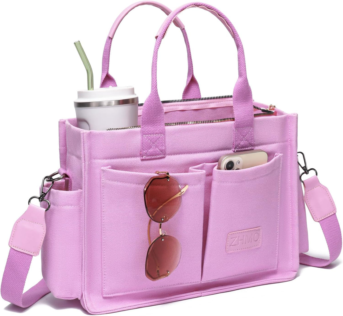 ZHMO Canvas Tote Bag for Women,Women's Bags Crossbody Bags Work Laptop Tote Bag Large Handbags Purse for Travel Nurse Teacher